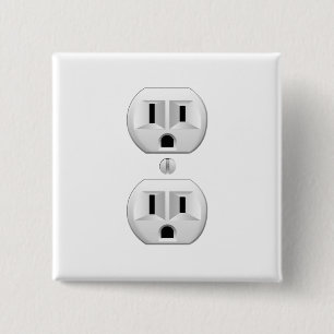 Electrical Plug Click to Customise Colour Decor 15 Cm Square Badge