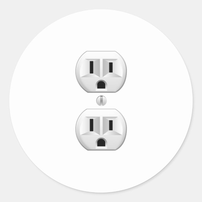 Electrical Plug Click to Customise Colour Decor Classic Round Sticker (Front)
