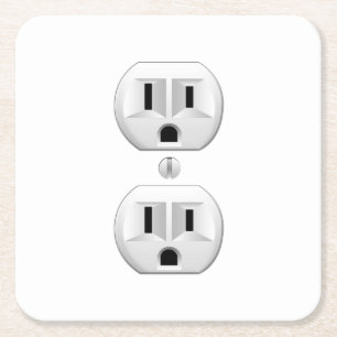 Electrical Plug Click to Customise Colour Decor Square Paper Coaster