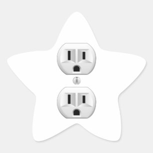 Electrical Plug Click to Customise Colour Decor Star Sticker