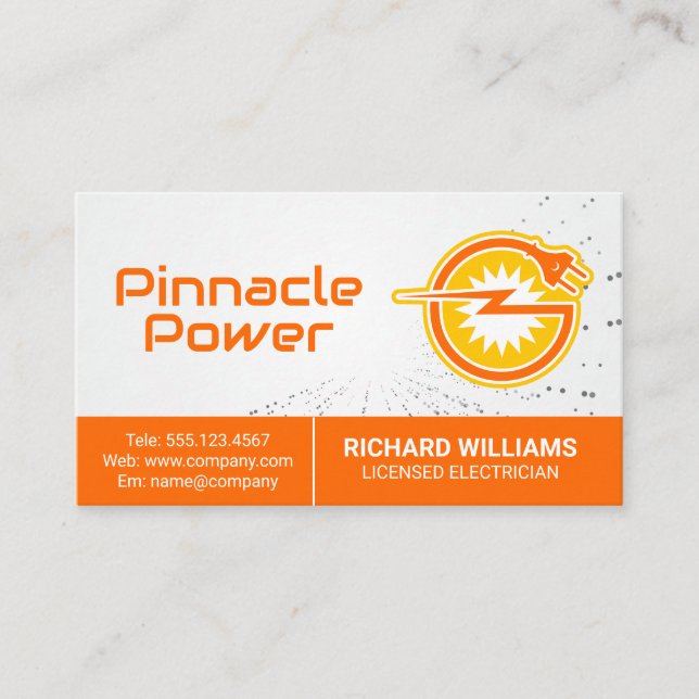 Electrical Plug | Power Energy Logo Business Card (Front)