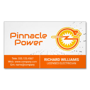 Electrical Plug   Power Energy Logo Magnetic Business Card