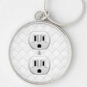 Electrical Plug Wall Outlet Fun Customise This Key Ring