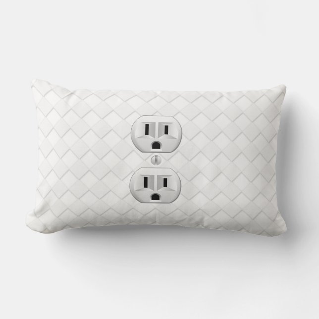 Electrical Plug Wall Outlet Fun Customise This Lumbar Cushion (Front)