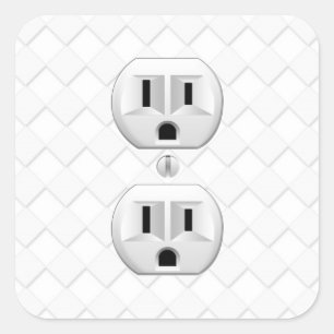 Electrical Plug Wall Outlet Fun Customise This Square Sticker