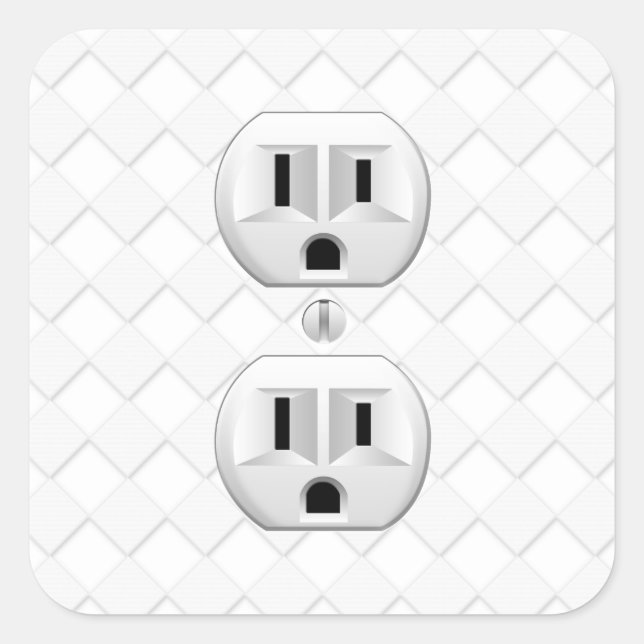 Electrical Plug Wall Outlet Fun Customise This Square Sticker (Front)