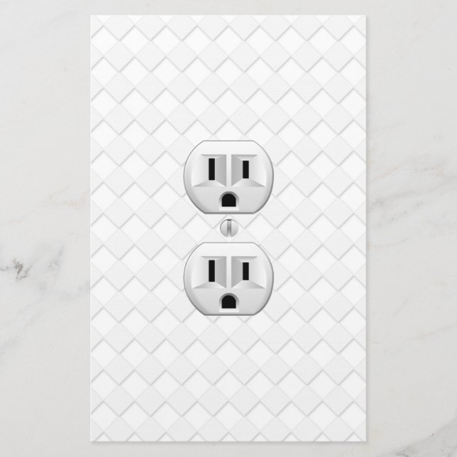Electrical Plug Wall Outlet Fun Customise This Stationery (Front)