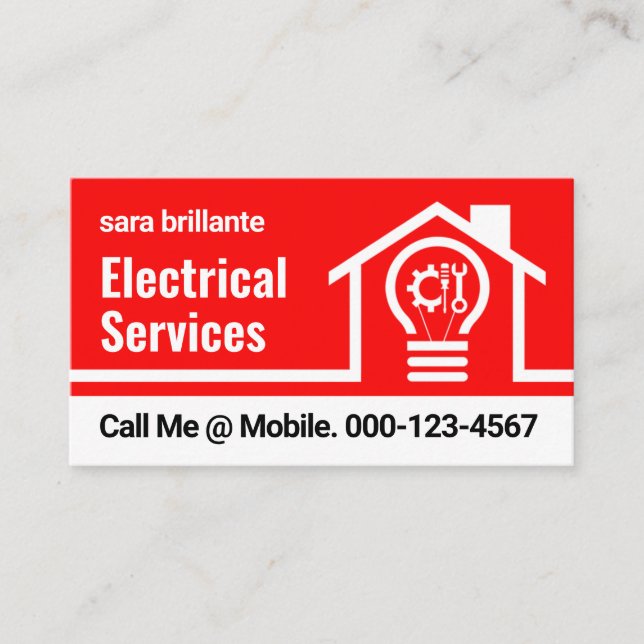 Electrical Power Line Electric Bulb Business Card (Front)