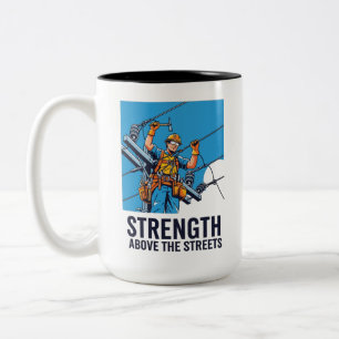 Electrical Powerline Worker Graphic Two-Tone Coffee Mug