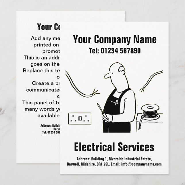 Electrical Services Cartoon Design Card (Front/Back)
