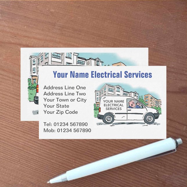 Electrical Services with Name on Company Van Business Card (Creator Uploaded)