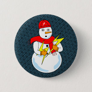 Electrical Snowman 6 Cm Round Badge