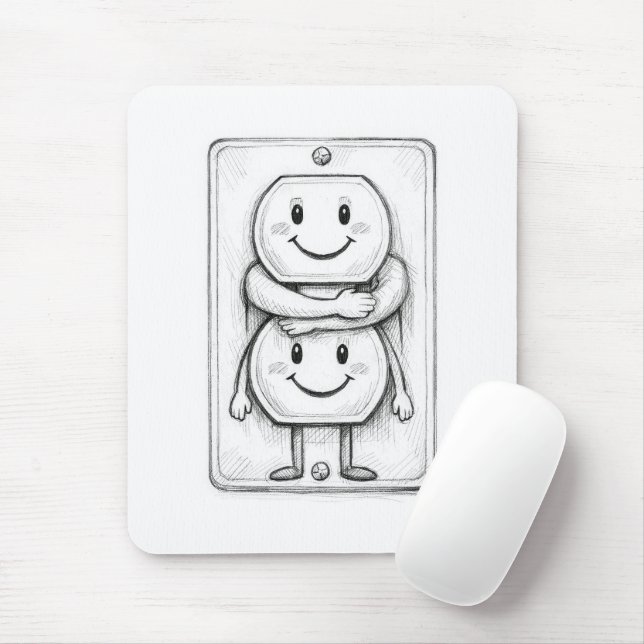 Electrical Socket Hug Mouse Mat (With Mouse)