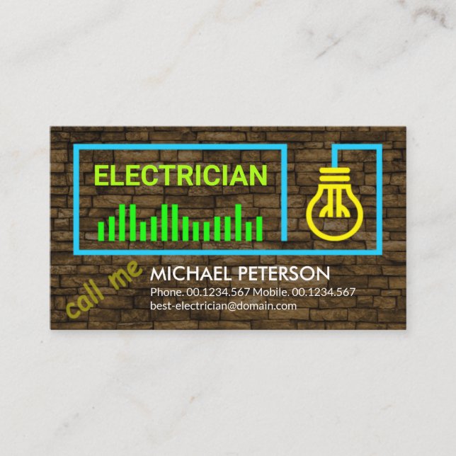 Electrical Supply Brick Wall Grunge Electrician Business Card (Front)