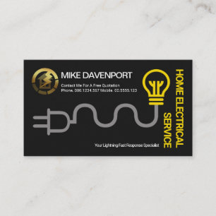 Electrical Wiring Yellow Bulb Electrician Service Business Card