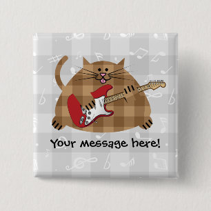 Electricat - Electric Guitar Kitty Musician 15 Cm Square Badge