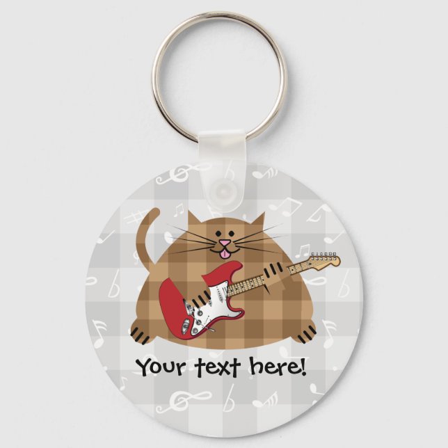Electricat - Electric Guitar Kitty Musician Key Ring (Front)
