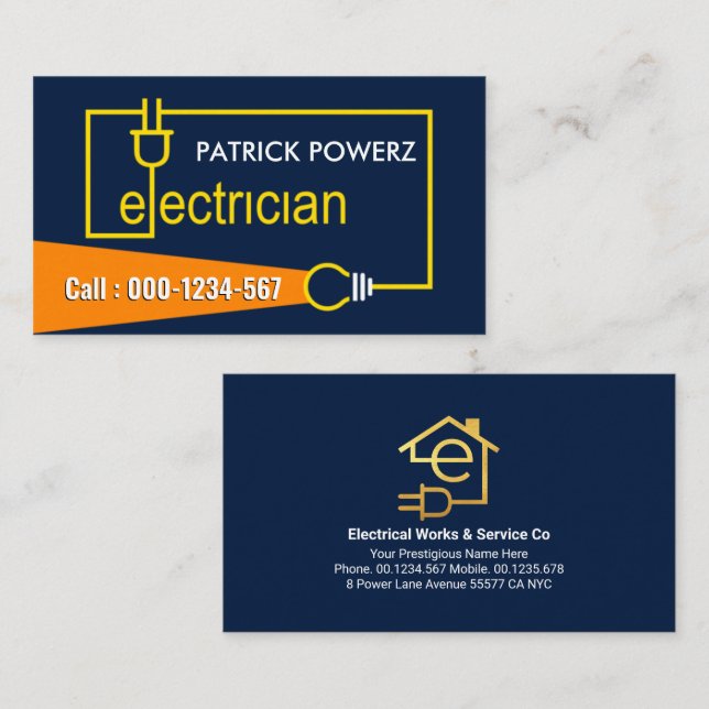 Electricial Wiring Bulb Light Beam Business Card (Front/Back)