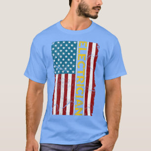 Electrician American Flag Cable Electrician Engine T-Shirt