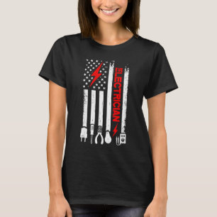 Electrician  American Flag Electrical Tools Patrio T-Shirt