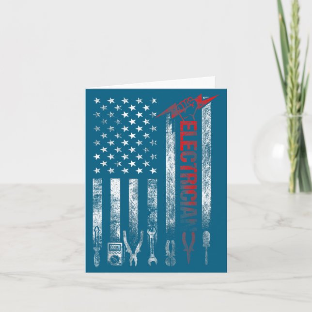 Electrician American Flag Funny Electricians Tools Card (Front)