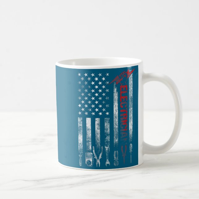 Electrician American Flag Funny Electricians Tools Coffee Mug (Right)