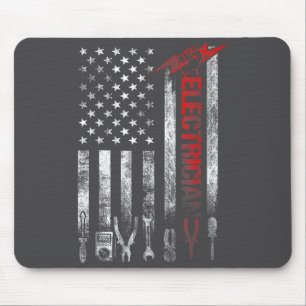 Electrician American Flag Funny Electricians Tools Mouse Mat