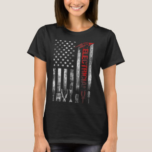 Electrician American Flag Funny Electricians Tools T-Shirt