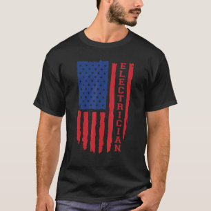 Electrician American Flag Usa T-Shirt