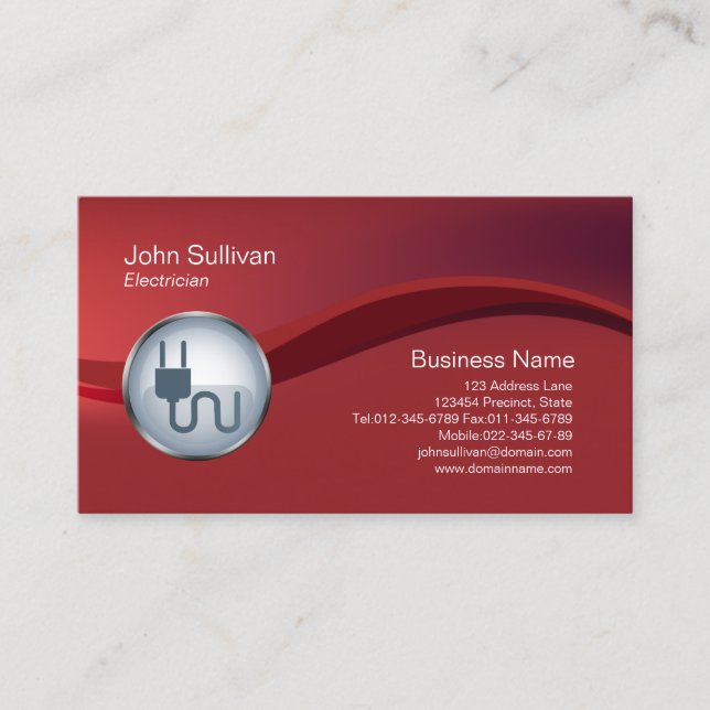 Electrician Business Card Electric Plug Icon (Front)