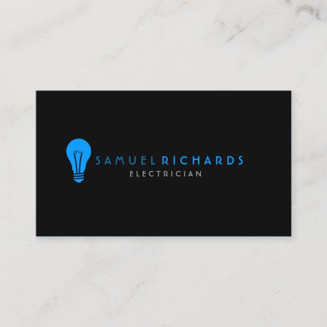 Electrician Business Card Simple Bulb Silhoutte (Front)