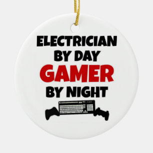 Electrician by Day Gamer by Night Ceramic Tree Decoration