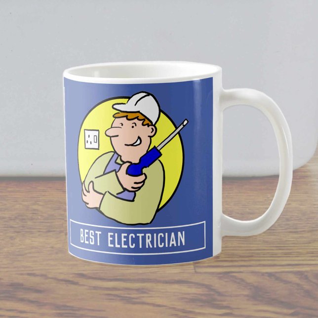 Electrician Cartoon with Your Name Choice. Coffee Mug (Creator Uploaded)
