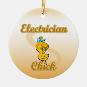 Electrician Chick Ceramic Tree Decoration