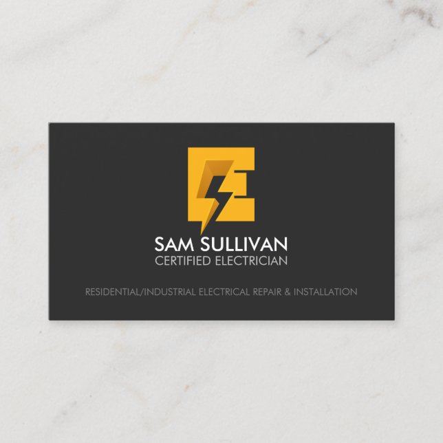 Electrician Contractor Monogram E Business Card (Front)