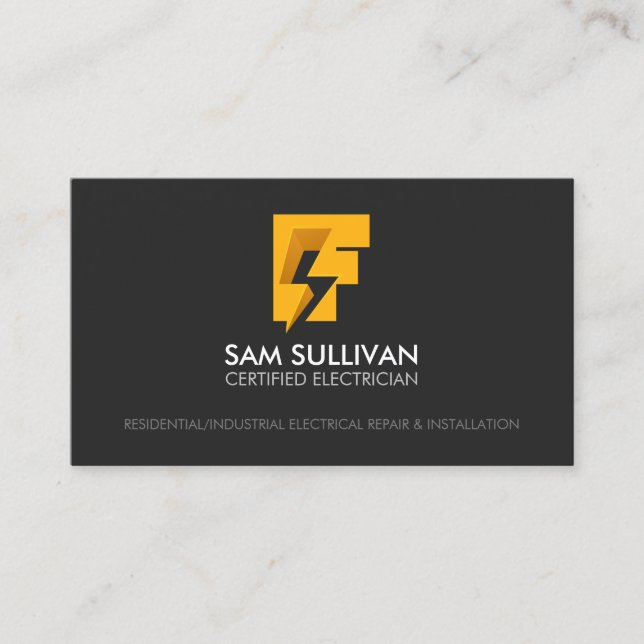 Electrician Contractor Monogram F Business Card (Front)