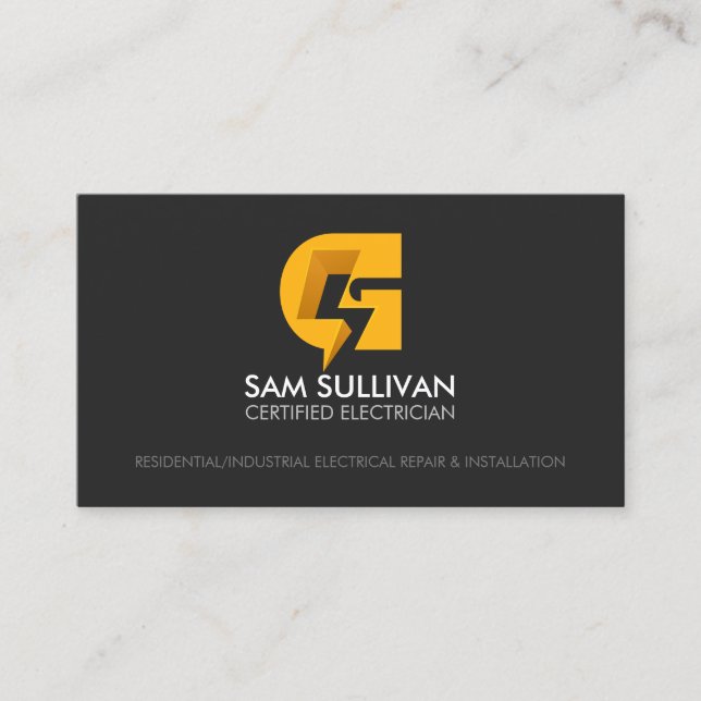 Electrician Contractor Monogram G Business Card (Front)