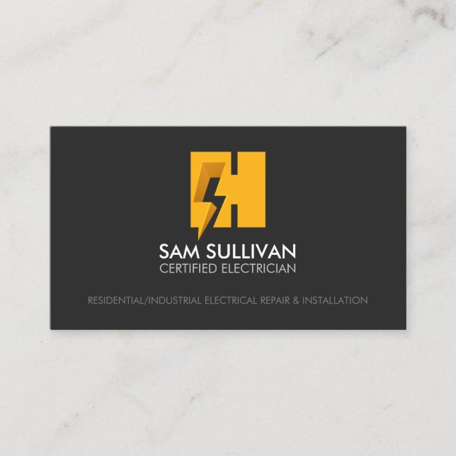 Electrician Contractor Monogram H Business Card (Front)