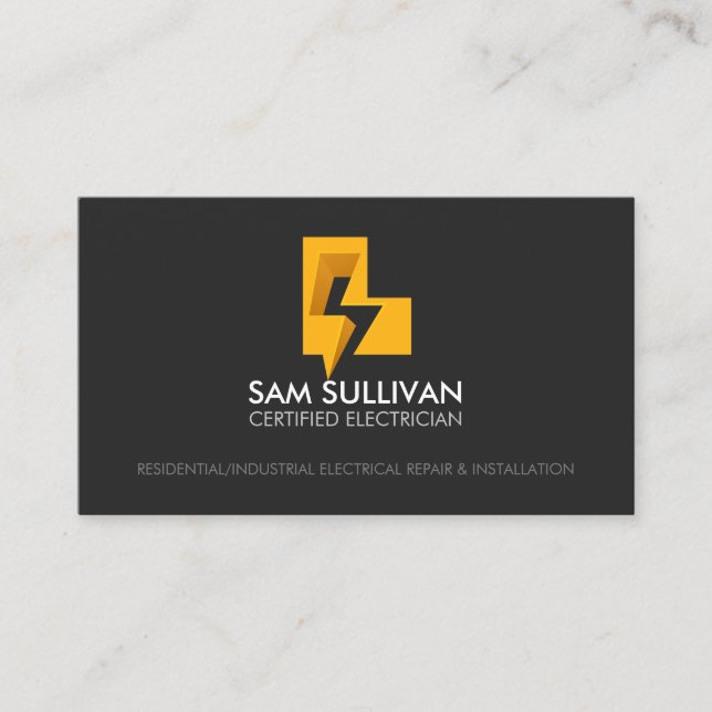 Electrician Contractor Monogram L Business Card (Front)