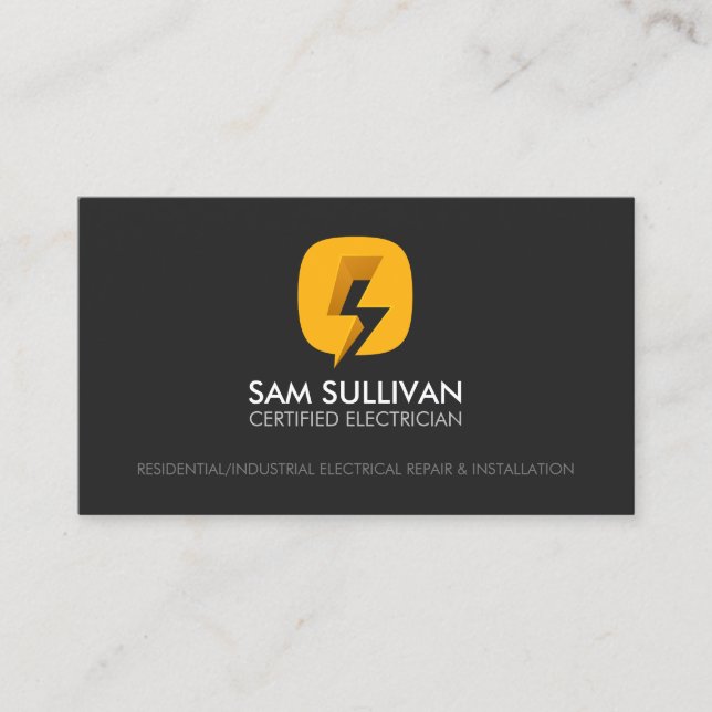 Electrician Contractor Monogram O Business Card (Front)