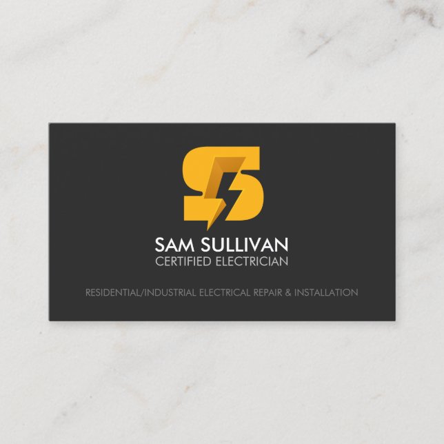 Electrician Contractor Monogram S Business Card (Front)