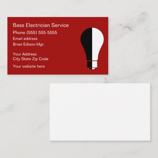 Electrician Contractor Service Business Cards (Front/Back)
