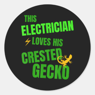Electrician Crested Gecko Lover Funny Reptile Classic Round Sticker