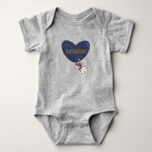Electrician Dad LOTO Jean Heart Patch Baby Bodysuit