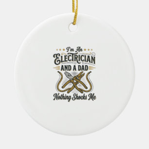 Electrician Dad Nothing Shocks Me Vintage Shirt De Ceramic Tree Decoration