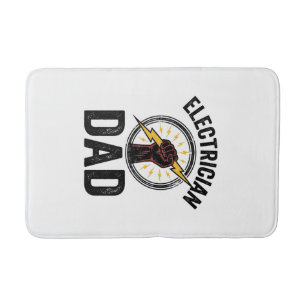 Electrician Dad Vintage Engraving Vector Shirt Des Bath Mat