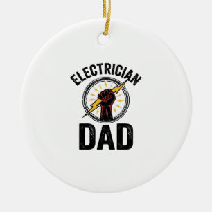 Electrician Dad Vintage Engraving Vector Shirt Des Ceramic Tree Decoration
