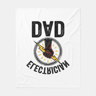 Electrician Dad Vintage Engraving Vector Shirt Des Fleece Blanket