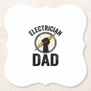 Electrician Dad Vintage Engraving Vector Shirt Des Paper Coaster
