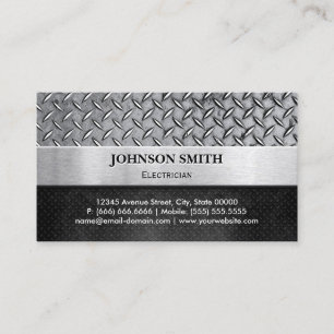 Electrician - Diamond Metal Plate Business Card